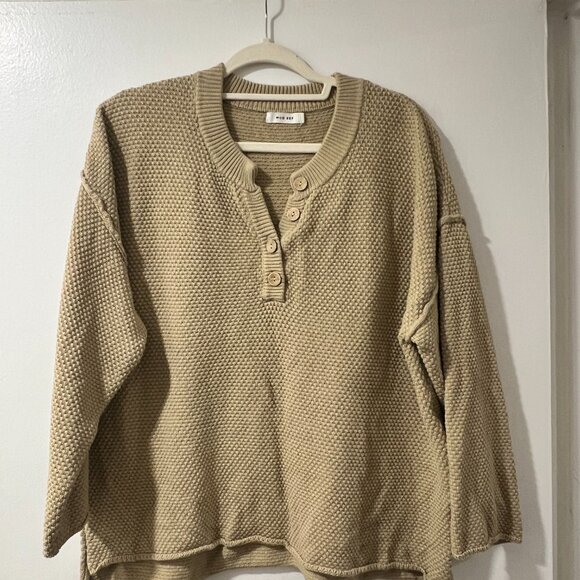 🧥 MOD REF Waffle Knit Henley Sweater - Size M - Picture 13 of 13
